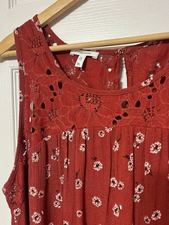 Maurices Women’s Floral Rust Sleeveless Tunic Top Blouse Size XL - Picture 2 of 6